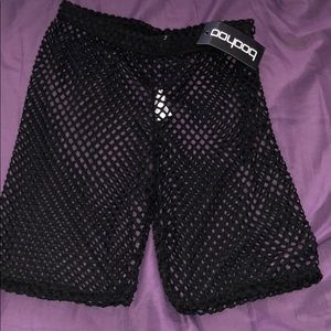 Fishnet biker shorts